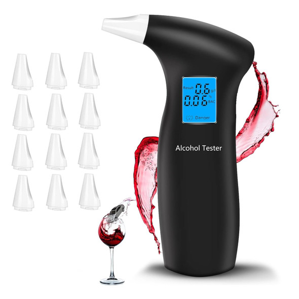 Haptique Breathalyzer With Lcd Digital Display, Portable Tester For Alcohol Includes 12 Mouthpieces(Blue)