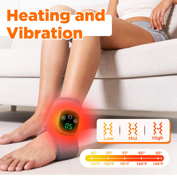 Xfp Cordless Foot And Ankle Massager With Heat Ankle Heating Pad Heated Brace Wrap With 5 Heat Levels And 3 Vibration Usb Charging Ideal For Home And Travel Gray 2Pcs