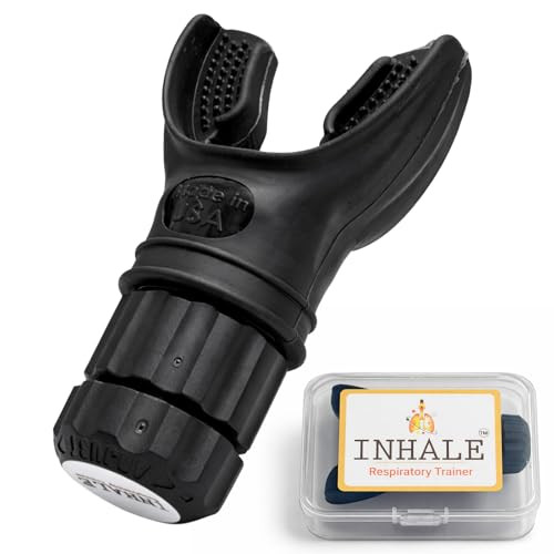 Inhale Lung Trainer | Breathing Exercise Device For Lungs | Made In Usa | Lung Exerciser Device | Breathing Trainer | Adjustable Resistance | Medical Grade Silicone Mouthpiece | Carrying Case Included