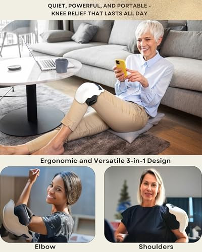 Joyknee Cordless Knee Massager With Heat & Red Light Therapy Adjustable Heat & Vibration Lightweight Portable & Multi-Use For Knees Shoulders & Elbows Relaxing And Comfortable Design
