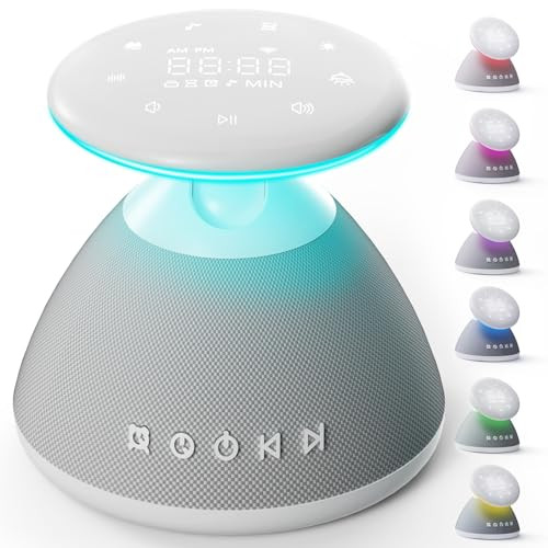 Vlanxie White Noise Sound Machine For Sleeping, 50 Non-Looping Soothing Sounds, 7 Color Night Light With Adjustable Brightness, Timer & Alarm Clock, Touch Screen Control For Baby, Kids, Adults, Home&Travel