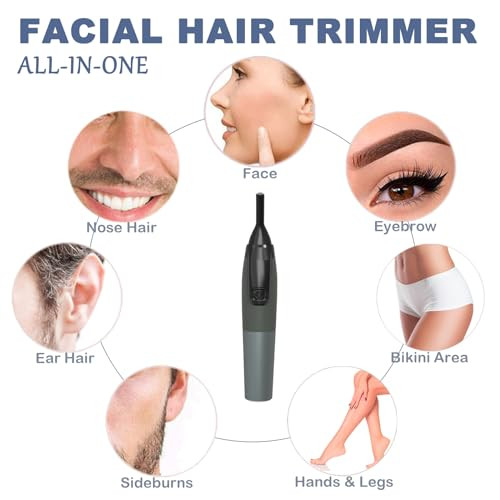 Kayzon Electric Eyebrow Trimmer For Women, Nose Hair Painless Razor Removal For Men, Mini Epilator For Bikini, Remover For Face, Eye Brow, Nose Hair, Ear Hair, Chin, Peach Fuzz, Lips, Arms, Body (Black)