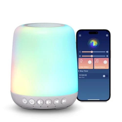 Easysleep White Noise Machine Baby Sound Machine For Sleeping With 12 Night Light Colors 30 Soothing Sounds 4 Timer Portable Sleep Machine For Kids Baby Adults, Smart App Control, Touch Control