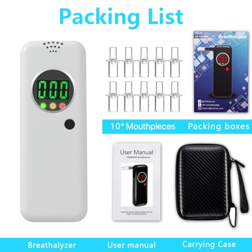 Qiruicomy Breathalyzer For Home And Party Use,2026 Upgraded Accuracy Portable Breathalyzers With Lcd Digital Display,Alcohol Tester With 10 Mouthpieces