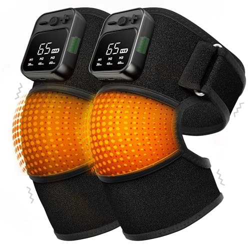 Klugpop Knee Massager With Heat For Pain Relief V5.0[2026 Upgraded] - Electric Cordless Heated Knee Brace With 6 Heat Levels And 3 Vibration Massage Mode, s For Men Women (Black, ) 2-Pack