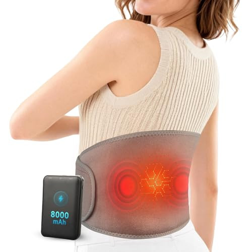 Gilaygrow Cordless Heating Pad With Massager For Back Pain Relief, Portable Wearable Heat Belt For Lower Back 8000Mah Rechargeable Wireless Electric With 3 Heat 3 Vibration, s For Women Men Mom Dad Seniors