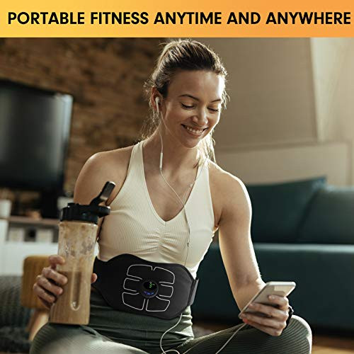 Marcooltrip Mz Abs Stimulator,Ab Machine,Abdominal Toning Belt Workout Portable Ab Stimulator Home Office Fitness Workout Equipment For Abdomen Black