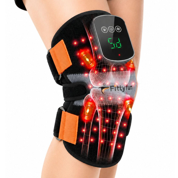 Fittyfun Knee Massager With Heat And Red Light Therapy, Fsa Eligible Hsa Approved 5000Mah Cordless Knee Massager For Knee Pain Relief, 60 Leds Near Infrared Knee Brace, Portable Knee Wrap For Joint/Calf/Elbow