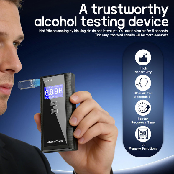Kelbok Personal Breathalyzer For Alcohol - Portable Alcohol Testers 15 Mouthpieces And Carry Bag, Alcohol Testing Bac Fast Screening Digital Lcd Display Audio Alarm 50 Records For Home Party