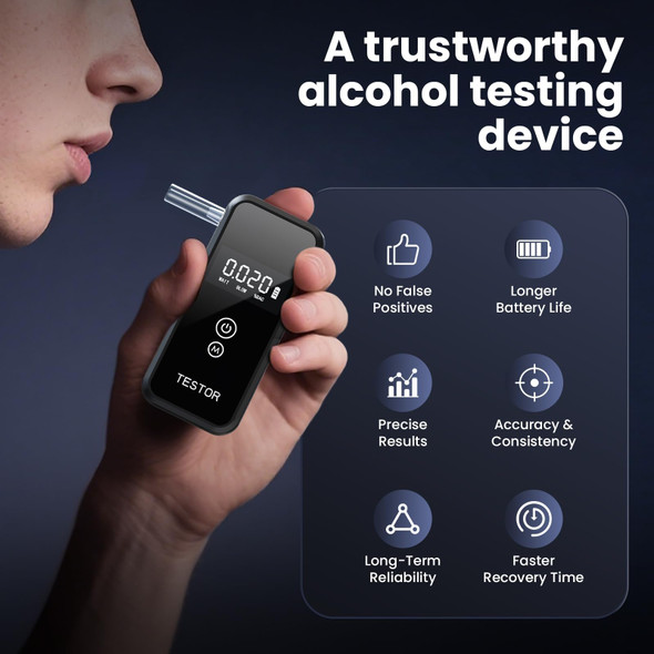 Lyraaxis Breathalyzer Test For Alcohol,Professional-Grade Breathalyzers For Alcohol With Memory Function,High-Accuracy Portable Alcohol Breathalyzer For Personal Home & Travel Use-8 Mouthpieces