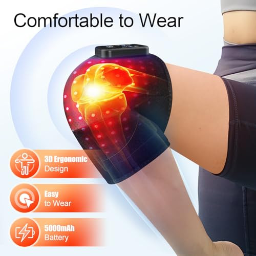 Masgre Red Light Therapy Knee Wrap With Vibration Massage, Cordless Knee Massager With Heat And Vibration For Pain Relief, s For Women Men, Brace For Knee/Joint/Elbow/Shoulder Pain Relief