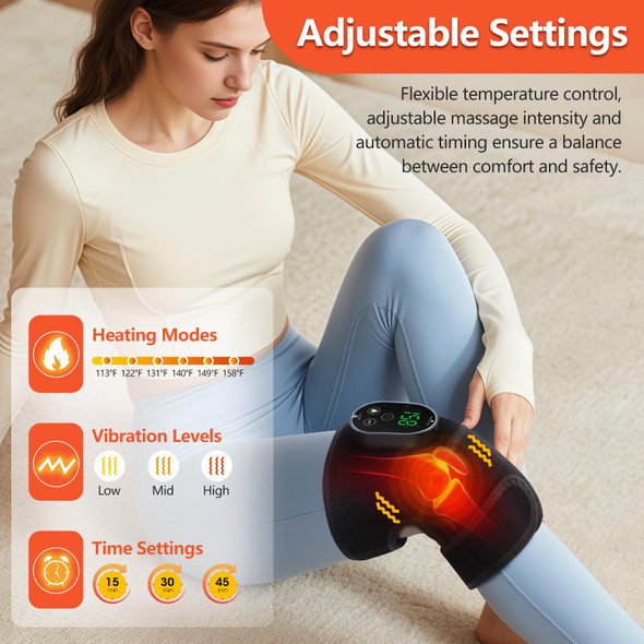 Edifolly Knee Massager With Heat And Vibration Massage For Pain, Heating Pad For Knee, Heated Knee Wrap Portable 2 Pack