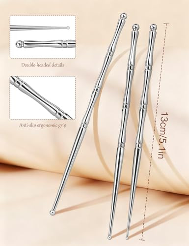 Ideayard Facial Reflexology Tools - 5.8Inch Stainless Steel Long Acupressure Tools, Tmj Relief, Deep Muscle/Nerve Point Massager Tool, Ear & Face Reflexology Pen Set 3 Pieces