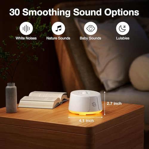 Leicex Sound Machine White Noise Machine - 30 Soothing Sounds, 10 Colors Night Light, Rechargeable Battery- Travel Portable Sound Machine For Sleep Baby Adults, Perfect Sleeping Companion