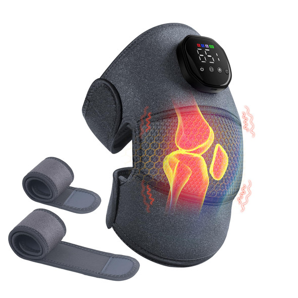Eniosvar Knee Massager With Heat And Vibration, Cordless Heating Pad For Knee, 3-In-1 Massager For Knee Shoulder Elbow, Portable Washable Heated Knee Brace For Arthritis, With 2 Extension Straps