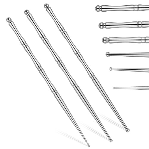 Matwsec Acupuncture Pen Acupressure Pen Facial Reflexology Tools For Muscle Tension And Pain Relief Stainless Steel Double Headed Face Stick Fascia Tool Deep Tissue Massage Tool 3 Pcs