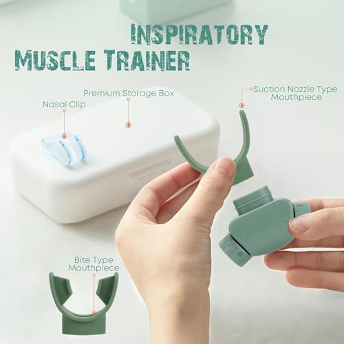 Lixada Advanced Breathing Trainer For Lung Capacity - 8-Level Adjustable Respiratory Exercise Device For Running, Swimming & Fitness With Case & Nose Clip(Green)