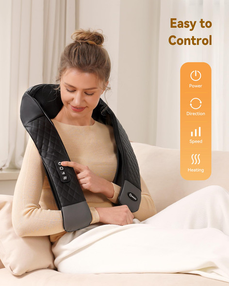 Knqze Neck Massager With Heat, Neck Massager For Pain Relief Deep Tissue, 4D Deep Tissue Kneading Massage For Back Leg, Full Body Muscle Pain Relief, Ergonomic Design, Ideal For Women Men, Not Cordless