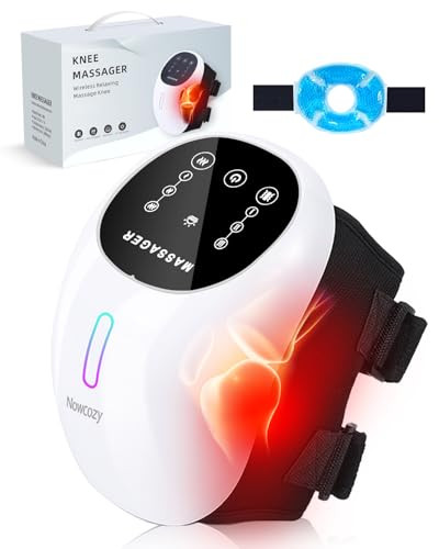 Nowcozy Knee Massager With Heat and  Ice Pack Cordless Infrared Massager For Knee Pain Relief Adjustable Portable Device For Shoulder Elbow Joint Stiffness Ideal For Men and Women Parents