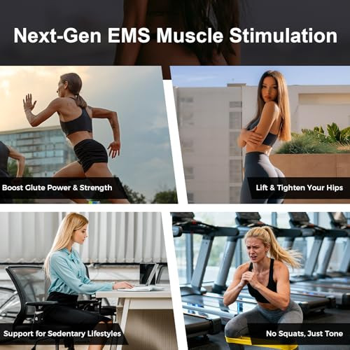 Healxtrium Powered Muscle Stimulator, Glute Toning Device, Abs Stimulator Smart Wearable Butt Lift Machine, Hips Trainer, Ems Muscle Stimulator With 12 Ems Modes & 19 Adjustable Intensity Levels, Massager
