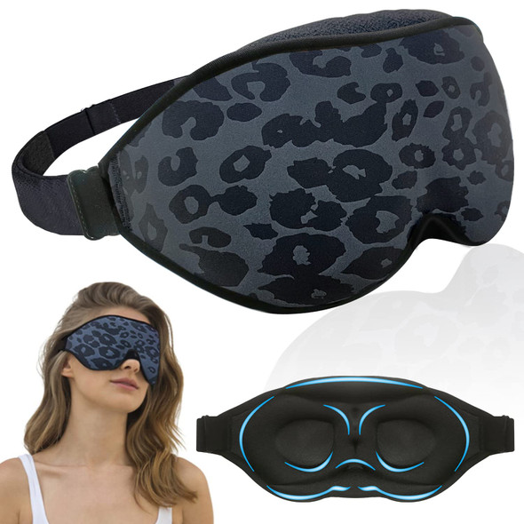 Fox-Tech Fashion Sleep Mask, Sleeping Mask For Women, 100% Blackout Eye Mask, Soft Covering Strong Light, Suitable For Travel/Yoga/Nap (Leopard Print)