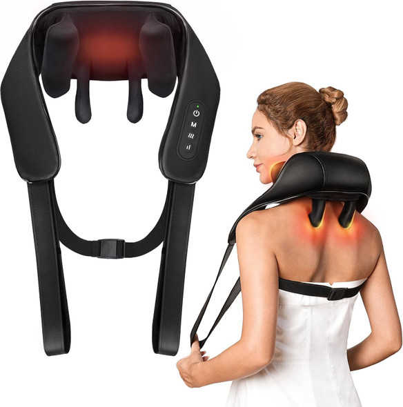 Knqze Valentine'S Day For Women Men, Neck And Shoulder Massager With Heat, Cordless Back And Neck Massager, 4D Shiatsu Deep Kneading Massagers For Shoulder, Back, Leg Neck Pain Relief, Home Office Use