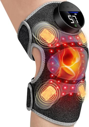 Halidodo Upgrade 4 Massage Area Knee Brace & Red Light Therapy For Knee, Cord-Free Rechargeable Controller, 20Min Auto Shut-Off, 660Nm & 850Nm Red Light Therapy Device For Knee/Elbow/Shoulder.