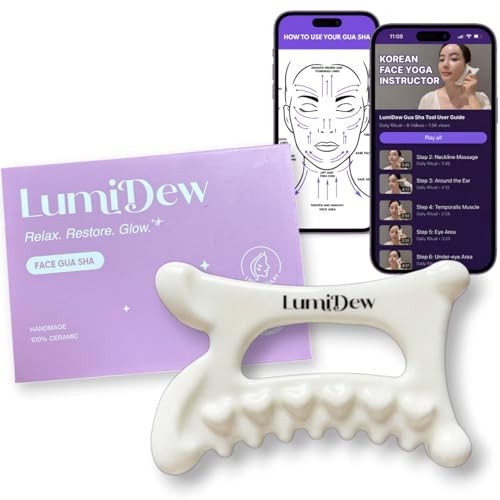 Lumidew Ceramic Guasha Tool For Face & Body - Lymphatic Drainage Massager, Face Sculpting Tool, Jawline Shaper & Double Chin Reducer - Self Care s