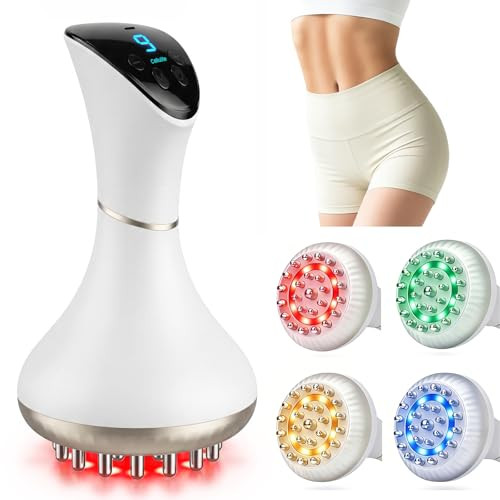 Huxerol Lymphatic Drainage Massager, Cellulite Massage Tool & Body Sculpting Machine With 4-Color Light, Pulse, Heat & Vibration For Body, Arms & Legs