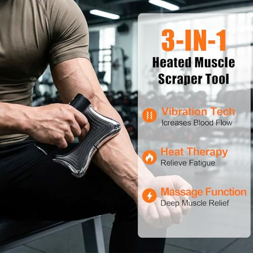 Jixfq Sculptwave Full Body Contouring Device,Electric Fascia Knife Massager Heating And Vibration, Muscle Scraper Tool, Body Gua Sha Massage Tool,Fascia Tool Massage Tools For Deep Tissue(Black)