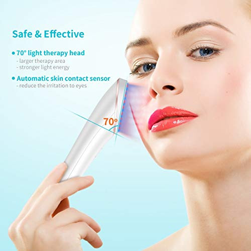 Lift Care Lyte Wireless Duo Led Light Therapy Red & Blue Light Therapy Wand For Face Includes Hyaluronic Serum W/Automatic Sensor Wrinkle Reduction Facial Handheld Tool