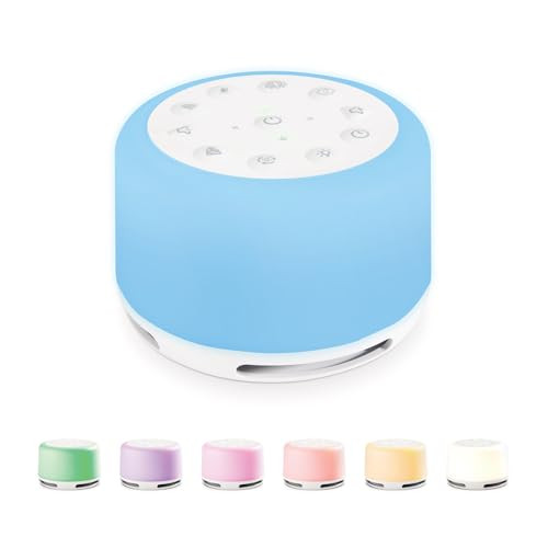 Homedics Soundsleep Aura, Sound Machine For Better Sleep, 7-Color Mood-Enhancing Light, 28 Soothing Sounds, Bluetooth Compatible, Meditation & Mindfulness Aid, Portable