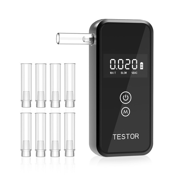 Fluxaxis 2026 Breathalyzer, Digital High-Accuracy Breathalyzers For Alcohol, Portable Handheld Breathalyzer Test For Alcohol Personal Home & Party Use - Ideal For s, 8 Mouthpieces