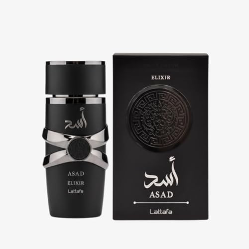 Lattafa Asad Elixir Spicy Woody Amber Warm Eau De Parfum Spray Long-Lasting Fragrance For Men 3.4 Ounce / 100 Ml