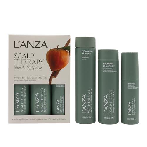 L'anza Scalp Therapy Hair Care Kit Shampoo Conditioner & Stimulating Leave-In Hair Treat Supports Healthy Growth Adds Fullness Strengthens Anti Aging Combats Oil & Removes Buildup