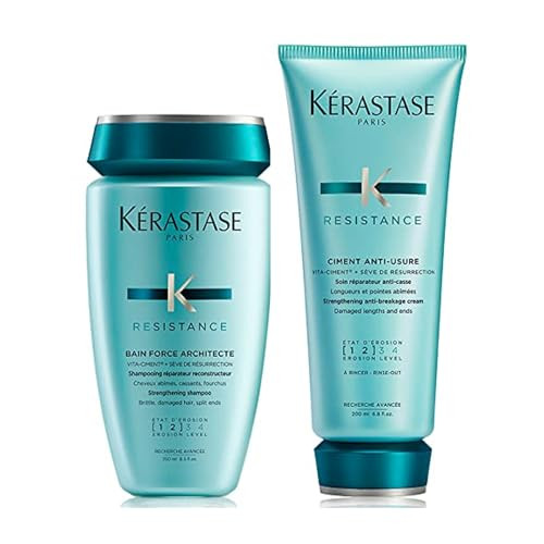 Kerastase Resistance Force Architecte Shampoo & Ci Anti-Usure Conditioner Set For Weak And Damaged Hair - Repairs Damaged Ends With Pro-Keratine Complex