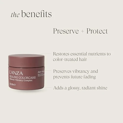 L'anza Healing Colorcare Hair Masque Deep Conditioning Mask Retains Color Restores Moisture Repairs Damage Improves Elasticity Softness & Shine Color Safe Anti-Humidity Sulfate Free (6.8 Fl Oz)