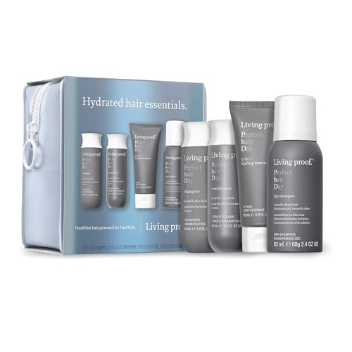 Living Proof Hydrated Hair Essentials Kit - Includes Travel Size Perfect Hair Day Shampoo Conditioner 5-In-1 Styling And Dry Shampoo ($74 Value)