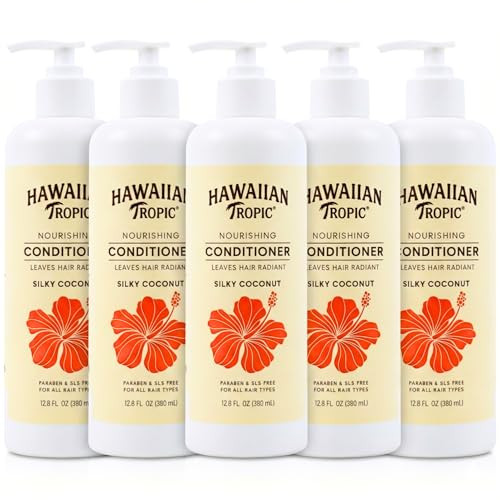 Hawaiian Tropic Silky Coconut (5 Pack) Bulk Hotel Amenities - 380Ml Bottles (64 Fl Oz Total) - Sls Free Toiletries For Airbnb Hosts Guest Bathrooms & Vacation Rentals (Conditioner)