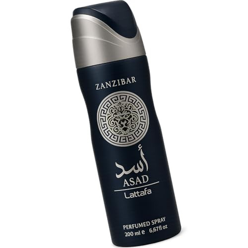 Lattafa Asad Zanzibar Spicy Marine Floral Gourmand Perfumed Deodorant Spray For Unisex 6.67 Ounce / 200 Ml
