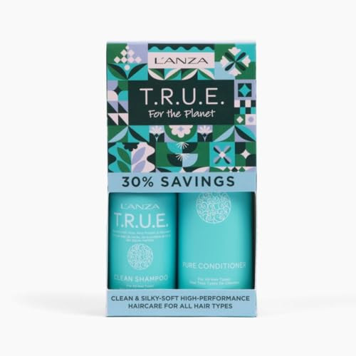L'anza T.R.U.E. Duo Hair Kit Clean Shampoo & Pure Conditioner Anti Frizz Fragrance & Paraben Free Vegan & Cruelty Free Shampoo And Conditioner Set Luxury Hair Care Kit In A Box (2/8 Fl Oz)