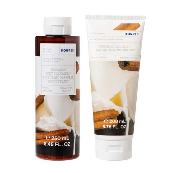 Korres Vanilla Cinnamon Shower Gel & Body Milk Set Value Set 450Ml