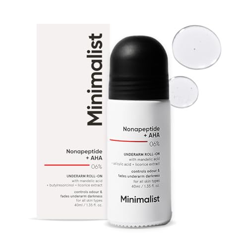 Minimalist Aluminium Free Deodorant For Men & Women | Control Odour & Fade Darkness | With Nonapeptide + Aha Bha 06% | Underarm Roll On | 1.35 Fl Oz / 40 Ml