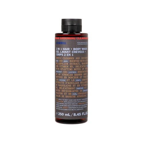 Korres Athenian Grooming 2-In-1 Men S Shampoo & Shower Gel Moisturising & Detangling Formula Achillea Millefolium & Marjoram Extracts Bergamot & Leather Scent Silicone & Paraben Free 8.45 Fl Oz