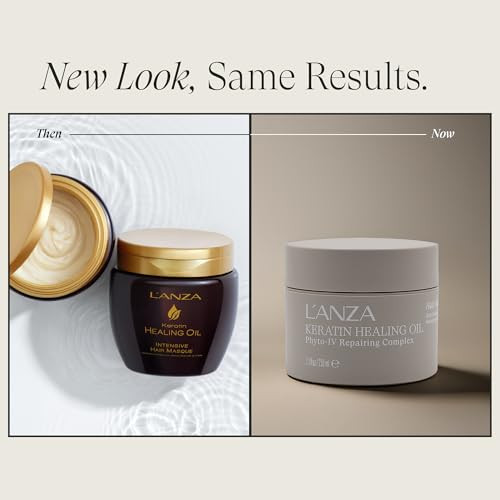 L'anza Keratin Healing Oil Intensive Hair Masque Deep Conditioning Mask Restores Moisture Repairs Damage Improves Elasticity Softness & Shine Color Safe Anti-Humidity Sulfate Free (7.1 Fl Oz)