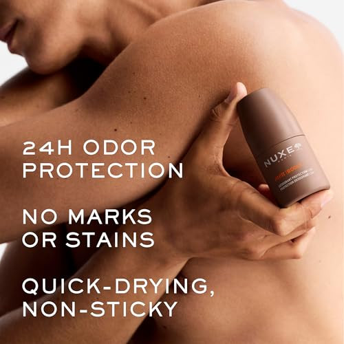 Nuxe Men Aluminum Free Deodorant Extra Strength 24 Hour Alcohol Free Odor Protection Fast-Drying Formula Woody & Spicy Scent 1.6 Oz