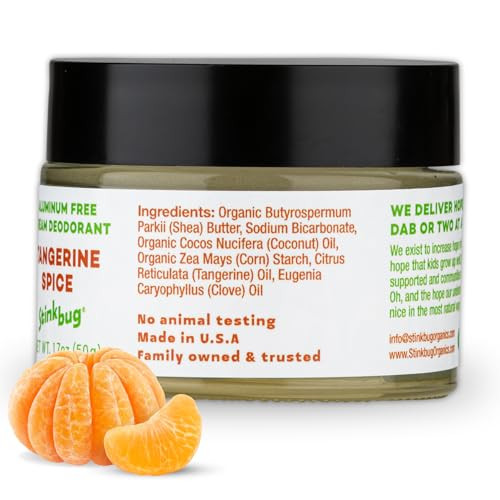 Stinkbug Natural Cream Deodorant With Organic Shea Butter And Coconut Oil - Aluminum Free Deodorant For Women And Men 1.7 Ounce (Tangerine Spice)