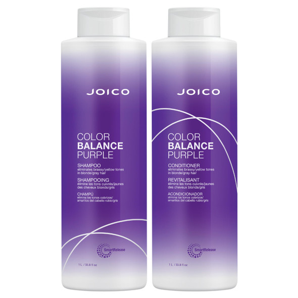 Joico Color Balance Purple Shampoo & Conditioner Set Eliminate Brassy And Yellow Tones For Cool Blonde Or Gray Hair