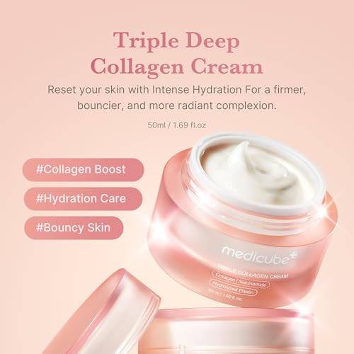 Medicube Triple Collagen Prep And Glow Duo: Triple Collagen Cream And Triple Collagen Toner | Hyaluronic Acid Premium Elastin For Boosting Skin's Moisture Barrier | Korean Skincare