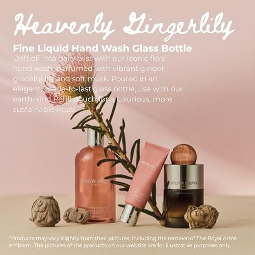 Molton Brown Heavenly Gingerlily Fine Liquid Hand Wash Glass Bottle - Luxury Hand Soap 6.76 Fl. Oz.